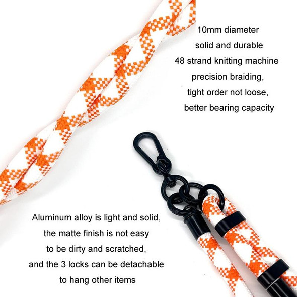 10mm Thick Rope Mobile Phone Anti-Lost Adjustable Lanyard Spacer(White Orange Coarse Pattern)