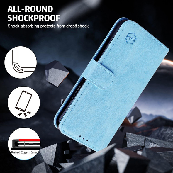 For Samsung Galaxy S21 FE Skin Feeling Oil Leatherette Texture PU + TPU Phone Case(Light Blue)