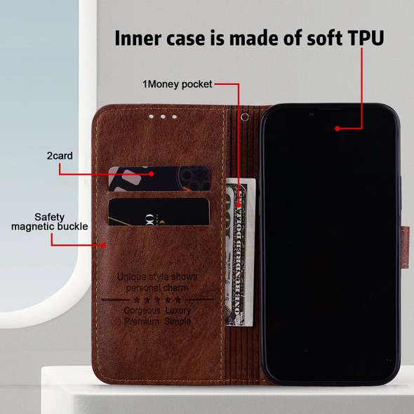 For Samsung Galaxy S21 Ultra Skin Feeling Oil Leatherette Texture PU + TPU Phone Case(Brown)