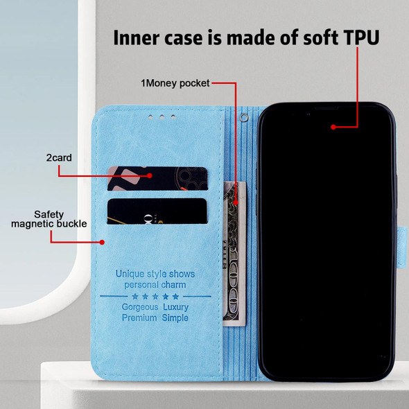 For Samsung Galaxy S21 Skin Feeling Oil Leatherette Texture PU + TPU Phone Case(Light Blue)