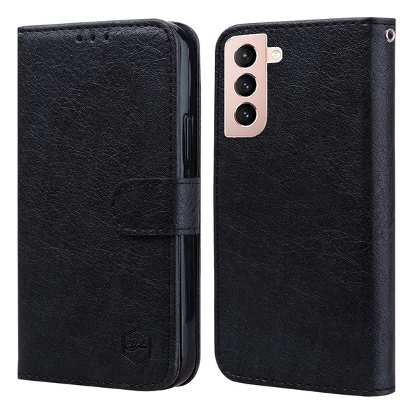 For Samsung Galaxy S21+ Skin Feeling Oil Leatherette Texture PU + TPU Phone Case(Black)