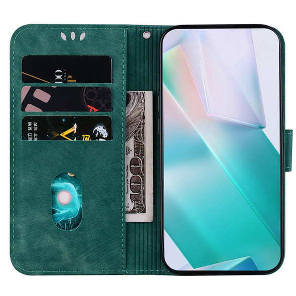 For Samsung Galaxy A12 Little Tiger Embossed Leatherette Phone Case(Green)
