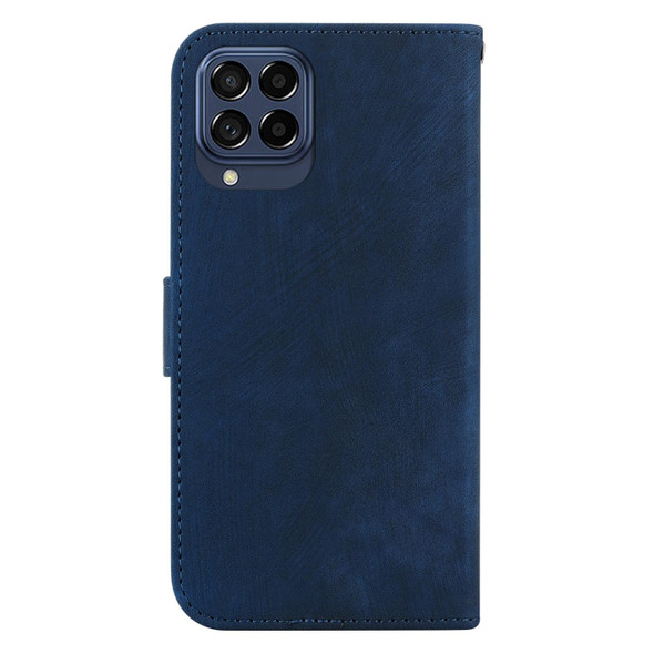 For Samsung Galaxy M53 5G Little Tiger Embossed Leatherette Phone Case(Dark Blue)