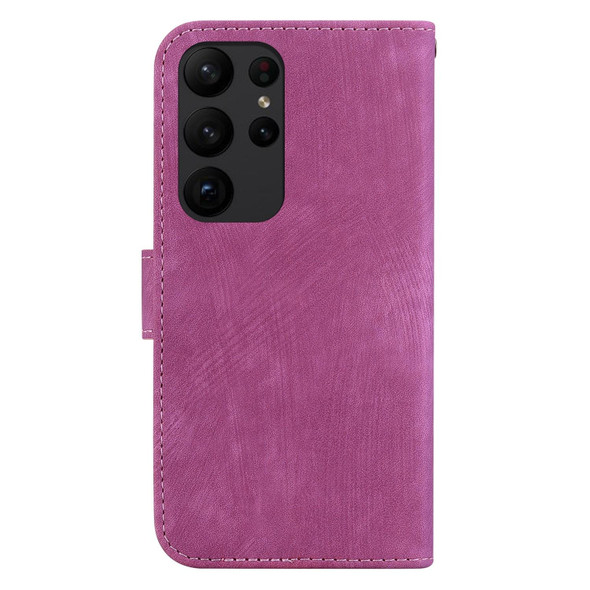 For Samsung Galaxy S23 Ultra 5G Little Tiger Embossed Leatherette Phone Case(Rose Red)