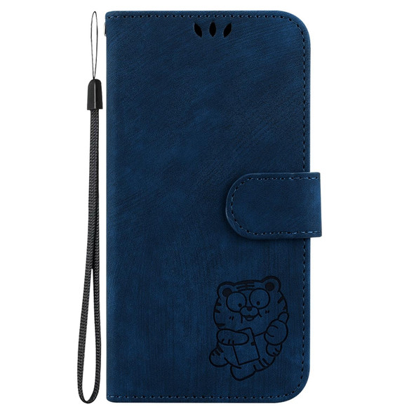 For Samsung Galaxy Note20 Little Tiger Embossed Leatherette Phone Case(Dark Blue)