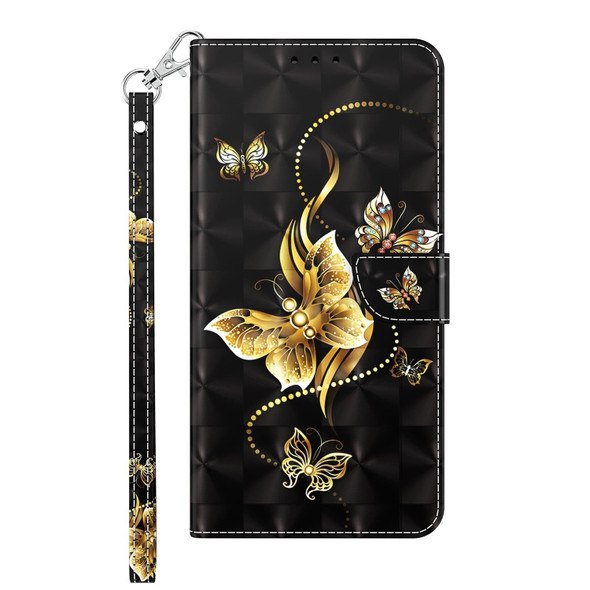 For iPhone 15 3D Painted Leatherette Phone Case(Golden Swallow Butterfly)