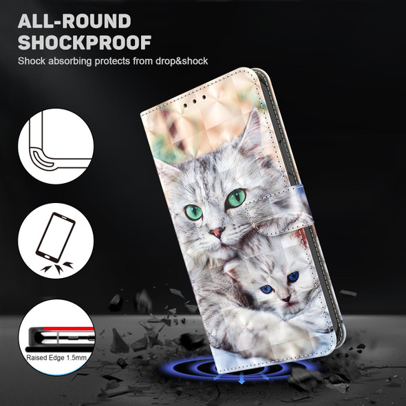 For iPhone 15 3D Painted Leatherette Phone Case(Two Loving Cats)