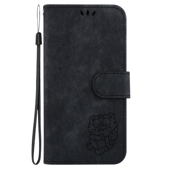 For Redmi Note 11E / Redmi 10 5G Little Tiger Embossed Leatherette Phone Case(Black)