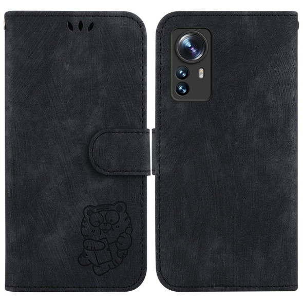 For Xiaomi 12 / 12X Little Tiger Embossed Leather Phone Case(Black)