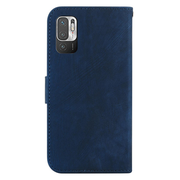 For Redmi Note 10 5G Little Tiger Embossed Leatherette Phone Case(Dark Blue)