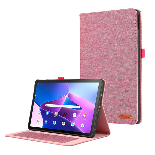 For Lenovo Tab M10 5G 10.6 Horizontal Flip TPU + Fabric PU Leatherette Tablet Case(Rose Red)