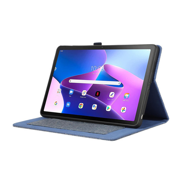 For Lenovo Tab M10 5G 10.6 Horizontal Flip TPU + Fabric PU Leatherette Tablet Case(Dark Blue)