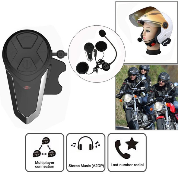 BT-S3  Motorcycle Helmet Wireless Bluetooth Earphone Waterproof Handsfree Interphone Walkie talkie with FM Radio