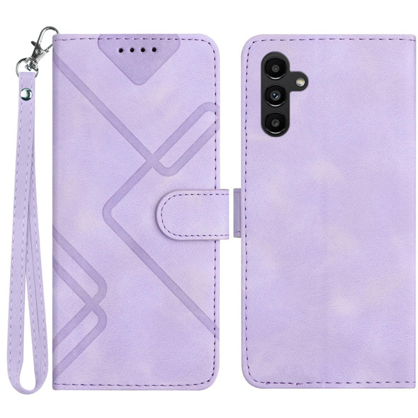 For Samsung Galaxy S23 FE 5G Line Pattern Skin Feel Leatherette Phone Case(Light Purple)