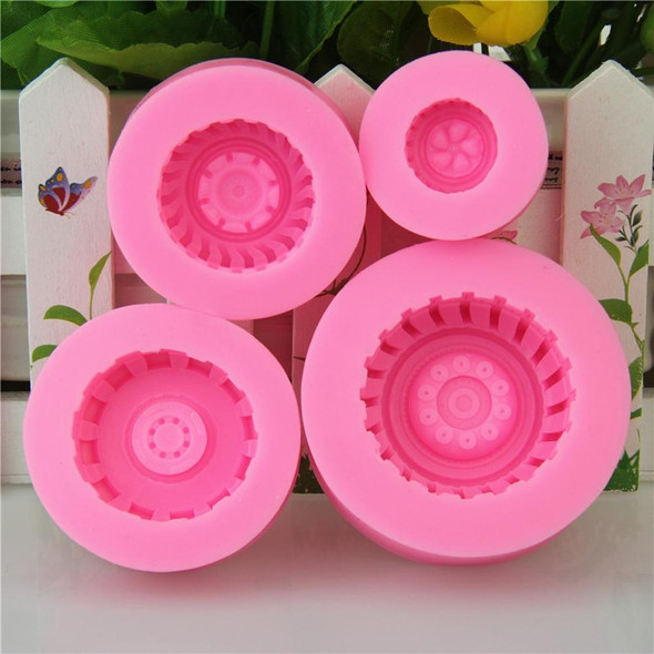 2 PCS DIY Tires Shape Sugar Craft Cake Silicone Mold Fondant Baking Decorating Tools Random Color Delivery, Size:Size 4