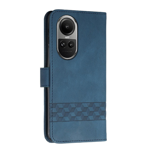 For OPPO Reno10 5G / Reno10 Pro 5G Global Cubic Skin Feel Flip Leatherette Phone Case(Blue)