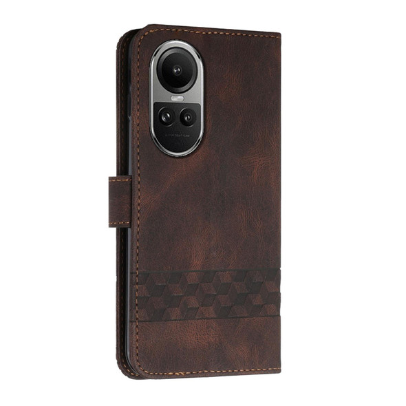 For OPPO Reno10 5G / Reno10 Pro 5G Global Cubic Skin Feel Flip Leatherette Phone Case(Brown)