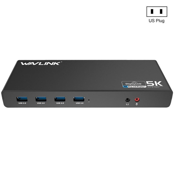 Wavlink UG69DK1 5K Type-C Dual Display USB 3.0 Video Gigabit Ethernet HDMI Docking Station, Plug:US Plug