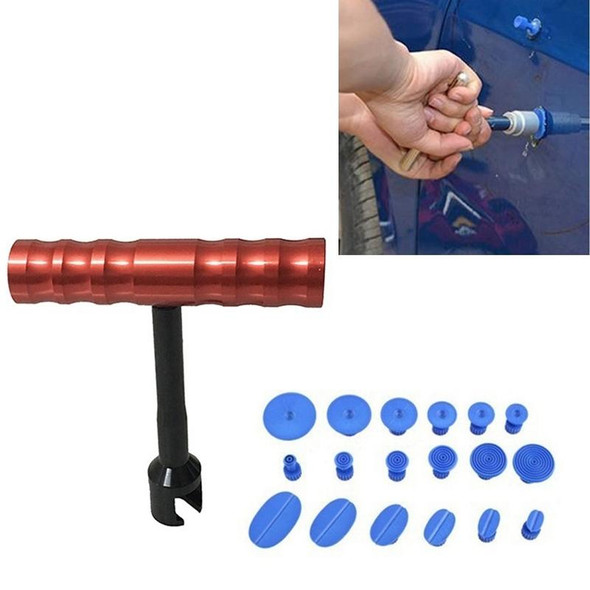19 in 1 Auto Repair Body Tool Kit Paintless Dent Repair Hail Removal Small Red T Bar Slide Hammer Dent Repair Tool Kit