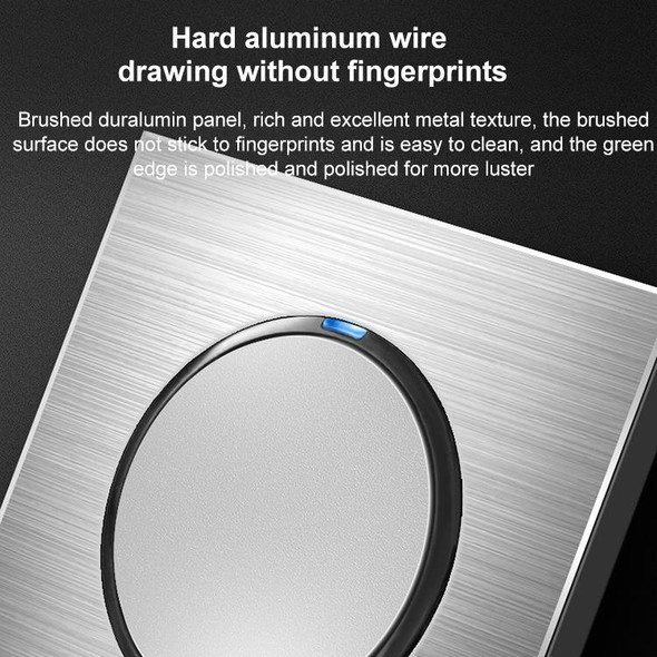86mm Gray Aluminum Wire Drawing LED Switch Panel, Style:Triple Open Dual Control