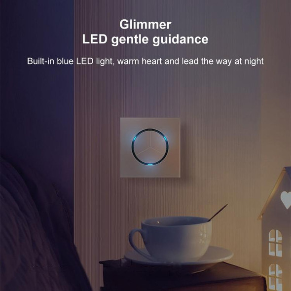 86mm Round LED Tempered Glass Switch Panel, Gray Round Glass, Style:Telephone-TV Socket