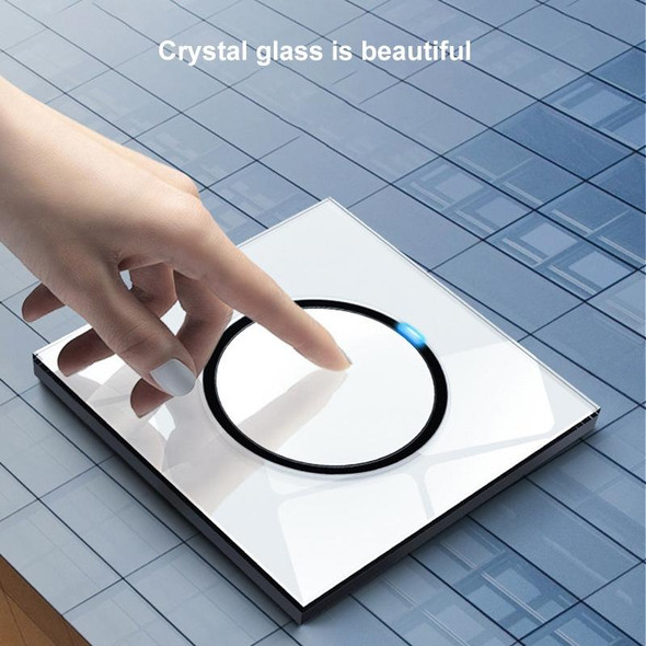 86mm Round LED Tempered Glass Switch Panel, White Round Glass, Style:One Open Dual Control