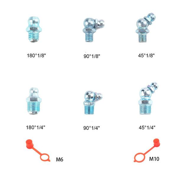 180 in 1 Zerk Oil Grease Fitting Assortment Kits with Dust Cover Cap