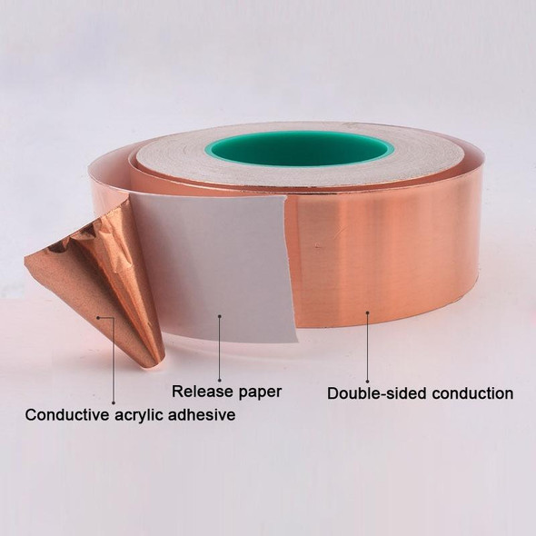 Pure Copper Double-sided Conductive Copper Foil Tape Signal Masking Tape, Size: 20m x 20mm