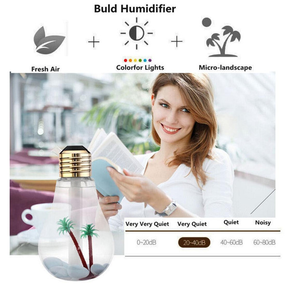 400ML Colorful Light Portable Bulb Shape Aromatherapy Air Purifier Humidifier for Home / Office / Car(Gold)