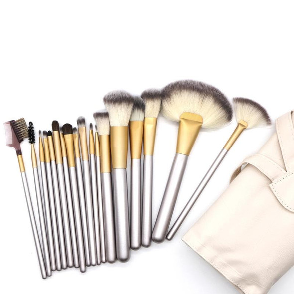 18 PCS High-grade Beige Beauty Makeup Brushes Tools Kit, Size: 25*46cm