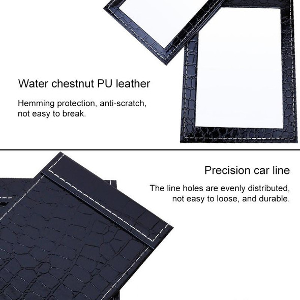 2 PCS Square Stand Leatherette Make Up Mirror Alligator Pattern Portable Cosmetic Mirror, Color:Black, Size:S 12x17.5x1.6CM