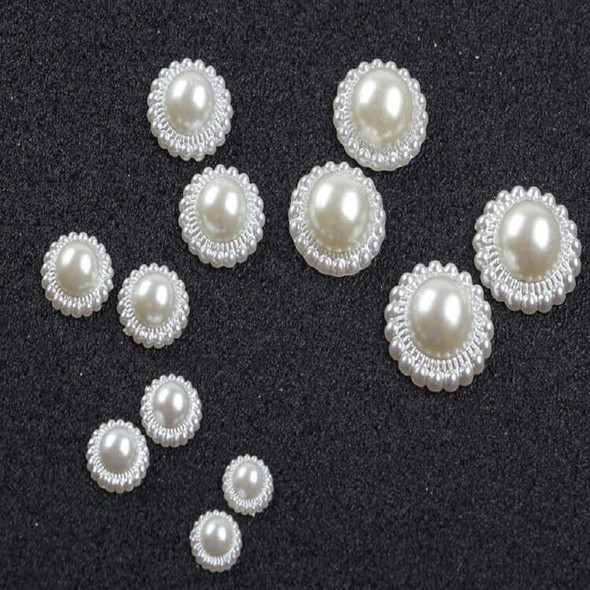 1 Packet Sun Flower Imitation Pearl Patch DIY Mobile Phone Hair Accessories Environmental Protection Patch(Creamy-white)