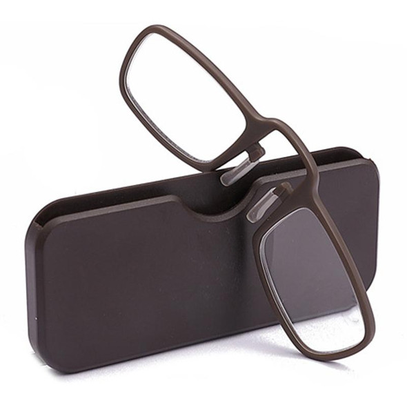 2 PCS TR90 Pince-nez Reading Glasses Presbyopic Glasses with Portable Box, Degree:+2.50D(Brown)