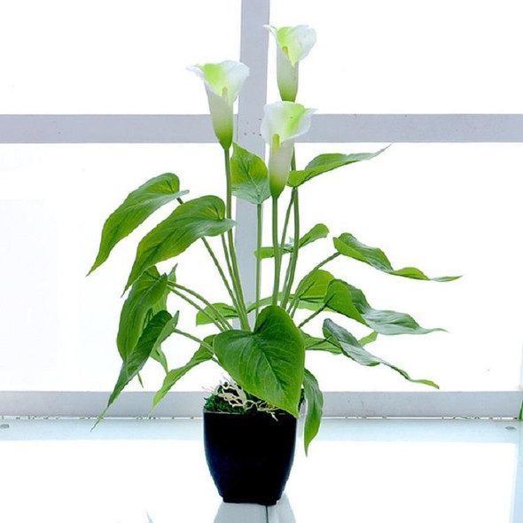 Artificial Flower Calla Plant Potted Home Decoration Green Plant(White Green)