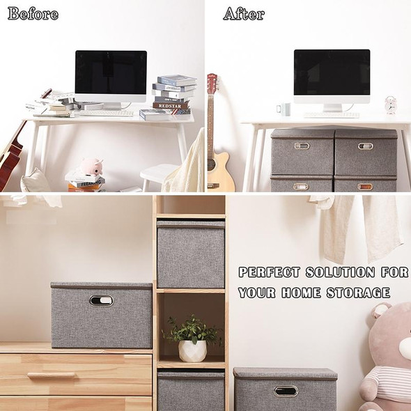 Household Clothes Storage Box Fabric Foldable Debris Storage Box Toy Storage Box,  Size: S 32x24x18cm(Khaki)