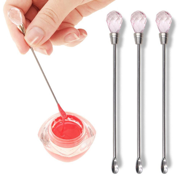 3 PCS Stainless Steel Nail Tool Stirrer(Pink)