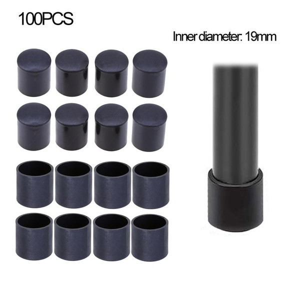 100 PCS Plastic Chair Feet Protectors Black Anti-skid Furniture Legs Table Base Cap Floor Protector Cover, Size:18mm