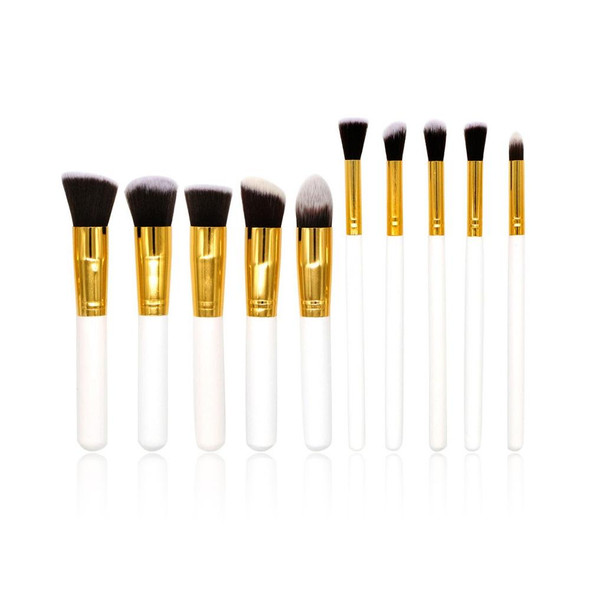 10 PCS Makeup Brushes Set Makeup Tool Powder Eyeshadow Pencil Cosmetic Set (White Gold)