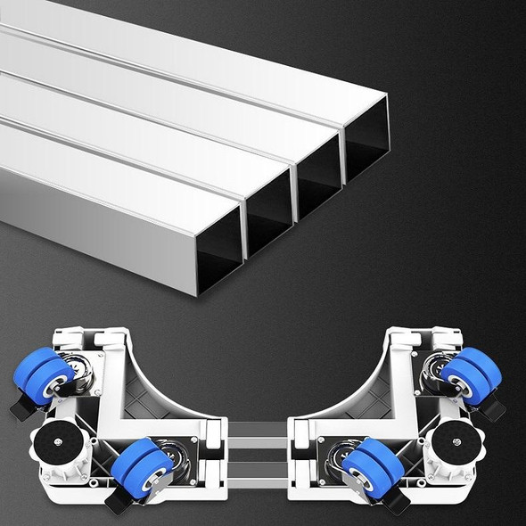 Double Tubes 8 Wheels + 4 Legs Adjustable Stainless Steel Refrigerator Bracket Washing Machine Base Bracket