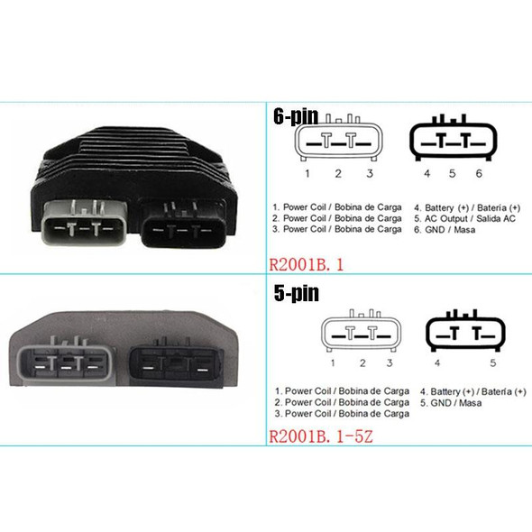 2001B.1 Motorcycle Rectifier For Can-Am Commander 1000 RHINO700/YXR700, Style:5-pin