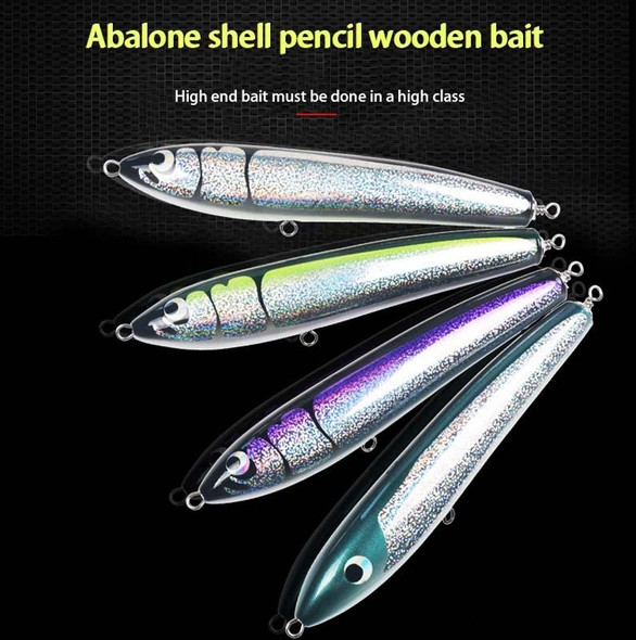 120g 22cm Floating Water Wooden Handmade Big Pencil  Deep Sea Boat Fishing Wave Lying Tuna Bait(Silver Black Laser)