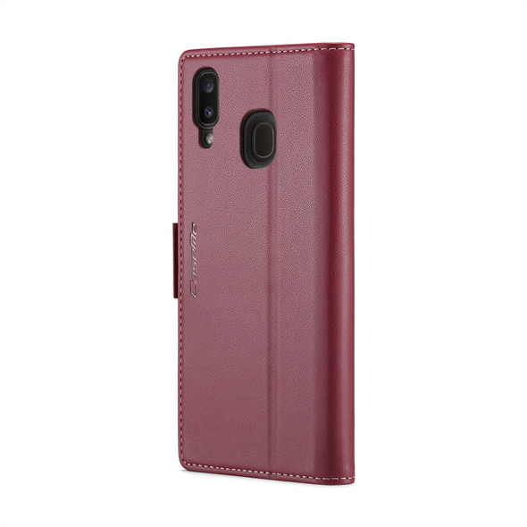 For Samsung Galaxy A20/A30/M10s CaseMe 023 Butterfly Buckle Litchi Texture RFID Anti-theft Leatherette Phone Case(Wine Red)