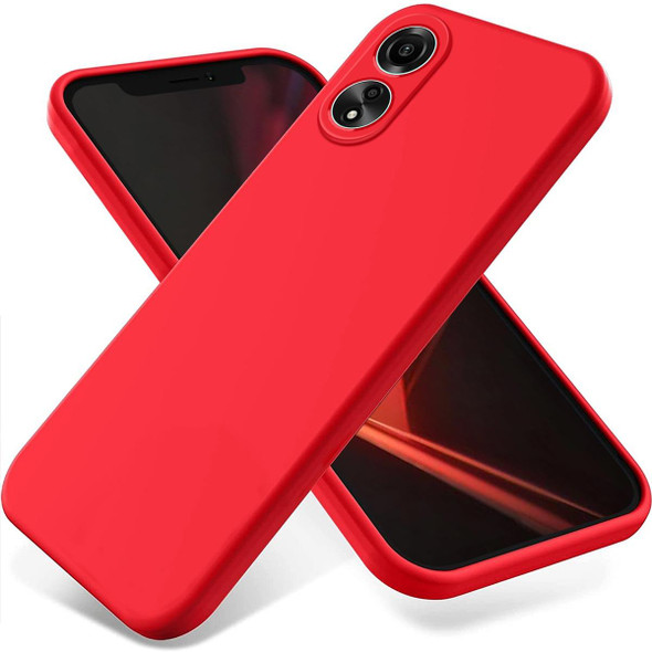 For OPPO A58 4G Pure Color Liquid Silicone Shockproof Phone Case(Red)