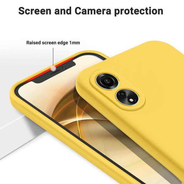 For OPPO A58 4G Pure Color Liquid Silicone Shockproof Phone Case(Yellow)