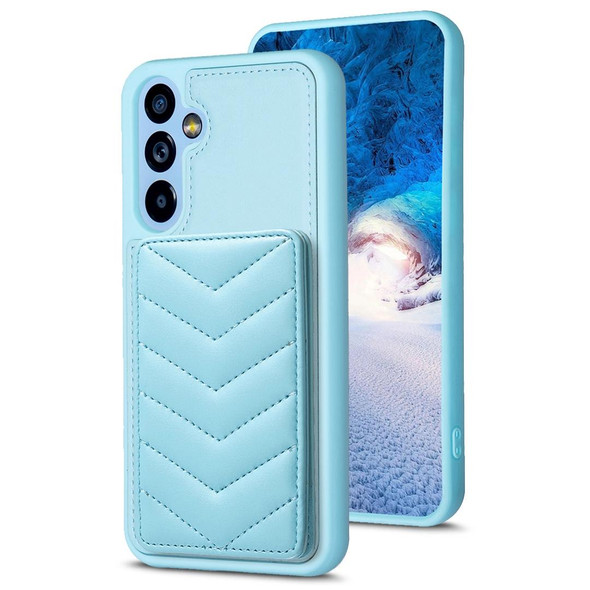 For Samsung Galaxy A34 BF26 Wave Pattern Card Bag Holder Phone Case(Blue)