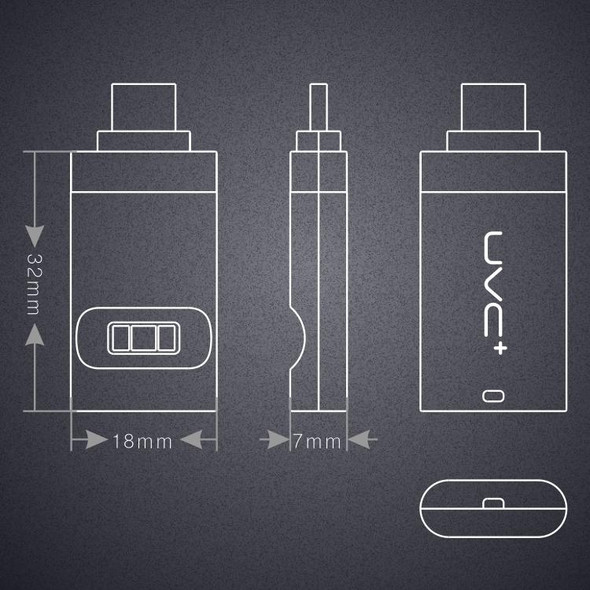 8 Pin Ultra Portable Germicidal Lights Smartphone UV Sanitizer (Black)