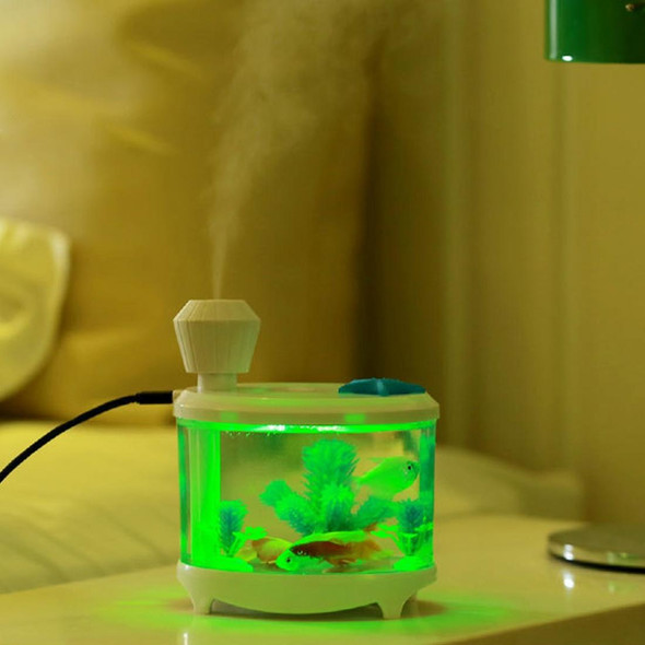 460ML Fish Tank Style Ultrasonic Aromatherapy Air Purifier Humidifier USB Atomizer with LED Night Light(Green)