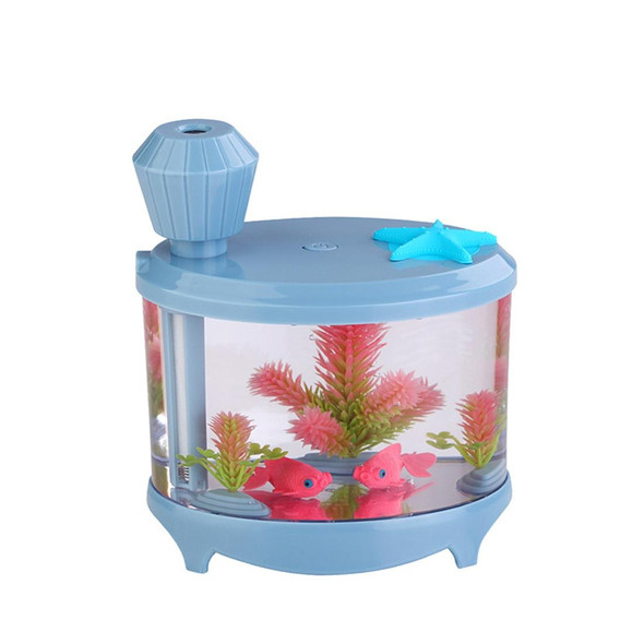 460ML Fish Tank Style Ultrasonic Aromatherapy Air Purifier Humidifier USB Atomizer with LED Night Light(Blue)