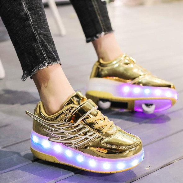 CD03 LED Double Wheel Wing Roller Skating Shoes, Size : 39(Silver)
