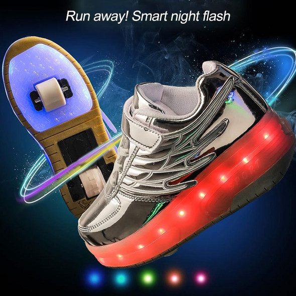 CD03 LED Double Wheel Wing Roller Skating Shoes, Size : 39(Silver)